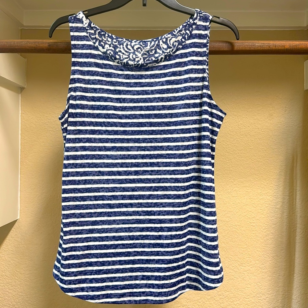 Loft women’s blue and white sleeveless top.